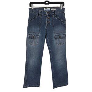 Old navy vintage womens size 4 darker wash stretch denim jeans y2k cargo pockets